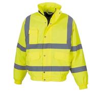 Shoes Lane High Visibility Bomber Waterproof Safety Protective Reflective Jacket EN ISO 20471:2013+A1:2016 CLASS 3 EN 343:2003+A1:2007 (Yellow, Large)