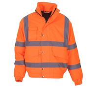 Shoes Lane High Visibility Bomber Waterproof Safety Protective Reflective Jacket EN ISO 20471:2013+A1:2016 CLASS 3 EN 343:2003+A1:2007 (Orange, Large)