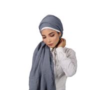 Shoes Lane Ladies Maxi Long Crinkle Frayed Edges Crimp Mix Cotton Scarf Hijab Shawl Wrap (Denim)