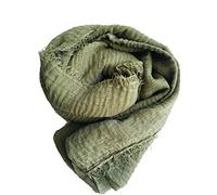 Shoes Lane Ladies Maxi Long Crinkle Frayed Edges Crimp Mix Cotton Scarf Hijab Shawl Wrap (Pickle Green)