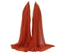 Shoes Lane Ladies Maxi Long Crinkle Frayed Edges Crimp Mix Cotton Scarf Hijab Shawl Wrap (Rusty Orange)