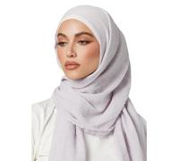 Shoes Lane Ladies Maxi Long Crinkle Frayed Edges Crimp Mix Cotton Scarf Hijab Shawl Wrap (Silver)