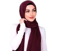 Shoes Lane Ladies Maxi Long Crinkle Frayed Edges Crimp Mix Cotton Scarf Hijab Shawl Wrap (Wine)