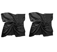 Shoes Lane New Pack of 2 Black Satin Solid Plain Silk Shiny Scarf Hijab Square Head Neck Wrap 90x90 cm…