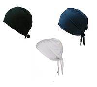 Shoes Lane New Pack of 3 Tie Back Assorted Colour Under Hijab Tube Bonnet Cap Head Cover (Black-Navy-White)
