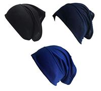 Shoes Lane New Pack of 3 Tube Assorted Colour Under Hijab Tube Bonnet Cap Head Cover (Black-Navy-Royal Blue)