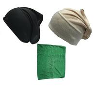 Shoes Lane New Pack of 3 Tube Assorted Colour Under Hijab Tube Bonnet Cap Head Cover (Black-Nude-Bottle Green)