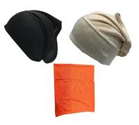 Shoes Lane New Pack of 3 Tube Assorted Colour Under Hijab Tube Bonnet Cap Head Cover (Black-Nude-Orange)