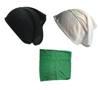 Shoes Lane New Pack of 3 Tube Assorted Colour Under Hijab Tube Bonnet Cap Head Cover (Black-White-Bottle Green)