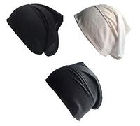 Shoes Lane New Pack of 3 Tube Assorted Colour Under Hijab Tube Bonnet Cap Head Cover (Black-White-Dark Grey)