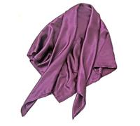 Shoes Lane New Satin Silk Shiny Plain Solid Colours Large Square Plain Head Neck Scarf Wrap 90 X 90 cm (Purple)