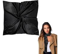 Shoes Lane New Satin Silk Shiny Plain Solid Colours Large Square Plain Head Neck Scarf Wrap 90 X 90 cm (Black)