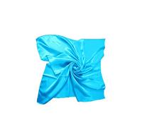 Shoes Lane New Satin Silk Shiny Plain Solid Colours Large Square Plain Head Neck Scarf Wrap 90 X 90 cm (Blue)