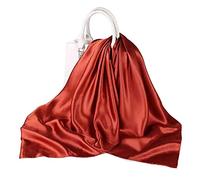 Shoes Lane New Satin Silk Shiny Plain Solid Colours Large Square Plain Head Neck Scarf Wrap 90 X 90 cm (Burnt Orange)