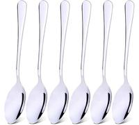 SHOES LANE® Table Spoon Set Cutlery Stainless Steel Silver 6 pcs Dining Dishwasher Safe Table Spoon Desert Spoons Soup Spoons, Dessert Spoons Dishwasher Safe Set for Home Kitchen Restaurant