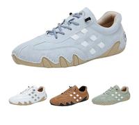 Shoes Men Women Leather Alpaca Waterproof Trainers Unisex Khaki Size 39-47 EU Pain Relieving Ergonomic Trekking Shoes Non-Slip Walking Shoes Zero-Drop Running Shoes, Blue A, 12 UK