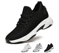 Shoes Mens Sneakers 4" Invisible Height Breathable Mesh Walking Training Shoes(Black 6 Cm,12 UK)