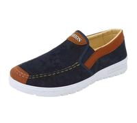 Shoes Men's Suede Flat Shoes Casual Wide Fit Sports Shoes Soft Air Cushion Walking Shoes with Arch Support Non-Slip Rubber Sole Running Shoes Outdoor Travel Shoes, blue, 10 UK