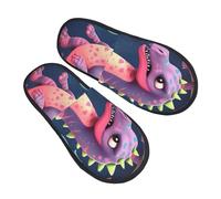 Shoes Mon-Ster Dinosaur Printed Fluffy Slippers Warm Sliders For Hotel Home Big Kid M