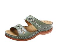 Shoes Number 43 Women Solid Color Casual Open Wedges with Soft Breathable Bottom Low Sandals Bridal Jewelry, Green, 6 UK
