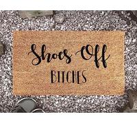 Shoes Off Bitches - Funny Welcome Mat - with Non-Slip Rubber Flannel Floor Mat - Outdoor Doormat - Entry Mat - Front Door Decor 30X18 Inch