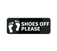 Shoes Off Please Sign 8"X3" Black White Acrylic - Self Stick Door Sign Wall Decal For Offices Businesses House Home