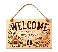 Shoes Off Sign, Hanging Welcome Home Decorations -Please Remove Your Shoes - Wooden Welcome Sign for Entryway, Warm Reminder Entryway Plaque, Housewarming Gift for New Home Owners