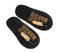 Shoes Ok But First Iced Coffee Reusable Cotton Slippers Warm Sliders For Bedroom Big Kid Winter M