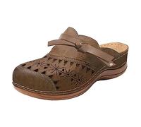 Shoes on Mules Shoes for Women Wide Fit Orthopedic Trainers Casual Air Cushion Slip On Walking Sneaker Comfortable Arch Support Non Slip Flat Espadrilles for Women Wide fit Brown 5