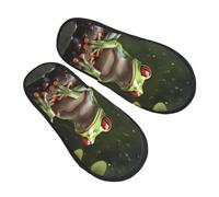 Shoes Peace Tree Frog Printed Faux Fur Slippers Anti-Skid Cotton Slippers For Outdoor Indoor Winter L