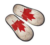 Shoes Retro Canada Flag Printed Reusable Cotton Slippers Fluffy Slippers For Outdoor Bedroom Christmas M