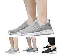 Shoes Trainers Without Laces Men,Mesh Trainers for Men,Lightweight Steel Toe Cap Safety Sneakers One-Step Slip-On Working/Running/Travel/Walking Shoe Breathable Tennis Trainers Everyday Dark Gray