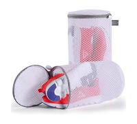 Shoes Wash Bags,AWAVM Sneaker Mesh Washing Bag,Shoe Cleaning Laundry Bag,125 Honeycomb Fabric,Gray Zipper,Large Size,7 x 15 inch,Pack of 2 for Gym Shoes,Sneaker,Slipper