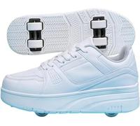 Shoes with Wheels for Boys Girls, Kids Roller Skates Shoes with 4 Wheels Trainers Retractable, 2-in-1 Roller Multifunction Trainers Skateboard Shoes Roller Skate (39EU,White)