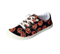 Shoes Women Ladies Lazy Slip On Casual Shoes Maple Leaf Pattern Low Top Soft Sole Massage Flat Fashion Casual Orange