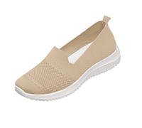 Shoes Women Summer Slip On Trainers Wide Fit Ladies Plus-Size Low-Cut Breathable Mesh Walking Running Shoes Soft-Soled Wedge Athletic Tennis Sneakers Shoe Non Slip Orthopedic Arch Support Shoe 3.5-8