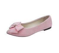 Shoes Women's Black 37, Women's Mouth Soft Flat Shoes, Spring and Autumn Style, Lightweight Lace Flat Bottom Bow, Single Shoes, Pendulum Boat Shoes, Large Size, pink, 10 UK