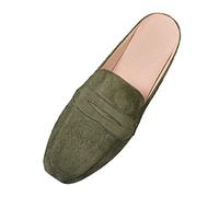 Shoes Women's Comfortable Flat Shoes Flat Women's Spring Summer Flat Half Slippers Plain Casual Shoes, Green, 5 UK