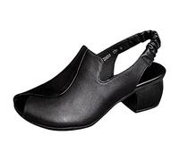 Shoes Women's Comfortable Flat Shoes Women Casual Shoes Spring Summer Pattern Fashion Simple Plain Comfortable Thick Heel Open Toe Retro Shoes, black, 8 UK