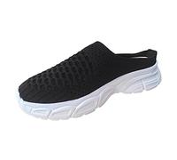 Shoes Women's Comfortable Shoes Flat Flat Women's Simple Retro Plain Flying Mesh Surface Breathable Comfortable Running Shoes Large Casual Shoes Trainers, black, 9 UK