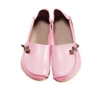 Shoes Women's Elegant Flat Casual Shoes Women's Slip On Leather Shoes Fashionable Work Shoes Soft Non-Slip Outdoor Shoes Plain Walking Shoes Versatile Fitness Shoes Breathable Low Shoes, pink, 2/2.5