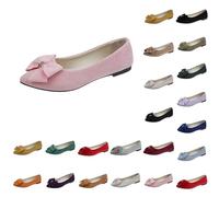 Shoes Women's Elegant Flat Heel Ballet Flats with Cute Bow Fashionable Elegant Classic Evening Shoes Flat Non-Slip Single Shoes Soft Sole Loafer Pumps Wedding Shoes, pink, 7 UK