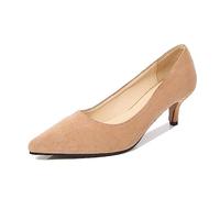 Shoes Women's Elegant Heel - Classic Pumps Women's Large Size High Heels Leather Heel Shoes Versatile Walking Shoes Business High Heels Festive Dance Shoes Plain Bridal Shoes, beige, 13 UK
