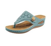 Shoes Women's Heel Women's Europe and the USA Large Yards Solid Colour Round Thick Hollow Outerwear Herringbone Sandals Drag Shoes Women's High Heels, Green, 2/2.5 UK