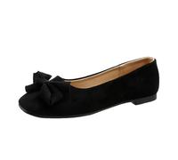 Shoes Women's Pumps 43, Women's Flat Shoes Spring Autumn Lightweight Lace Daily Commuting Boat Shoes Large Size, Flat Mouth Soft Bottom Bow Single Shoes, black, 2/2.5 UK