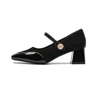 Shoes Women's Summer Heel, Large Width, Mary Jane Straps, Block Heel, Round Toe, Slingback, Elegant Padded Footbed Pumps, Breathable Sandals, Leisure Summer Shoes, 01 black, 8.5 UK