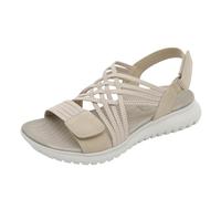 Shoes Women's with Hearts Women's Sandals Large Size Flat Sandals Flower Sandals Open Toe Outdoor Beach Leisure Sandals Health Shoes Women, khaki, 5 UK
