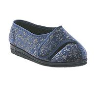 Shoesbyclaire Ladies New Blueberry Floral Superwide EEEE Fit Washable Velcro Fastening Comfort Warm Slippers (Womens UK 9)