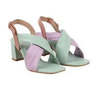 Shoetopia Women's Block Heel Sandals, Green, 2 UK