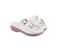 Shoetopia Women's Doctor-Buckle Heeled Sandal, White, 7 UK